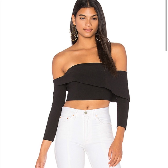 Finders Keepers Tops - Finders Keepers black Chances long sleeve crop top